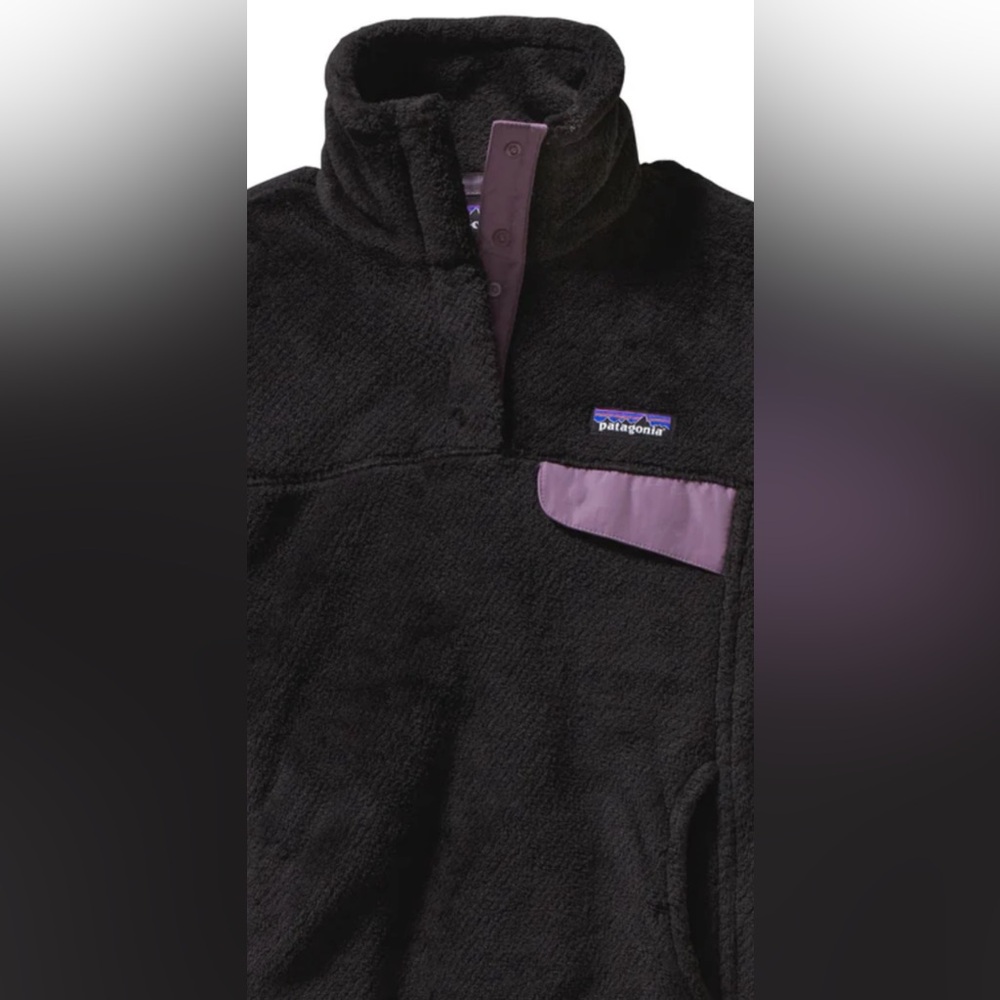 PATAGONIA ReTool Black/Tyrian Snap -T Women’s Fleece Pullover Medium - Picture 2 of 11